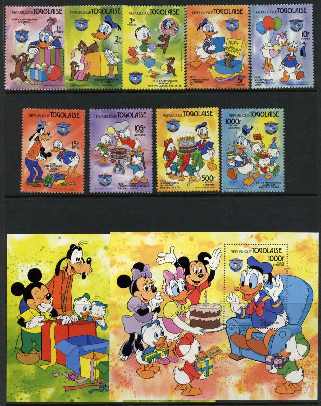 Togo 1230-40 MNH Disney, Donald Duck, Mickey Mouse