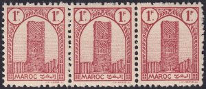 French Morocco 1943 Sc 185 strip of 3 MNH** 3rd printing