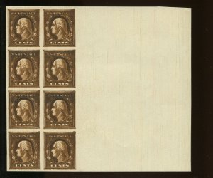 TD51 George Washington Bruckmann Photo Etching Test Block of 8 Stamps (3008 b)