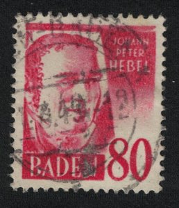 SALE Baden J P Hebel Writer 80pf 'PF' omitted 1968 Canc SG#FB36