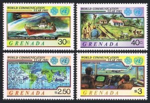 Grenada 1154-1157,MNH. Mi 1211-1214. Communication Year WCY-1983.Ship-satellite.