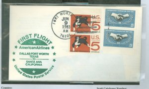 US 1266/1307 jet flight cover, dallas to santa ana, ca