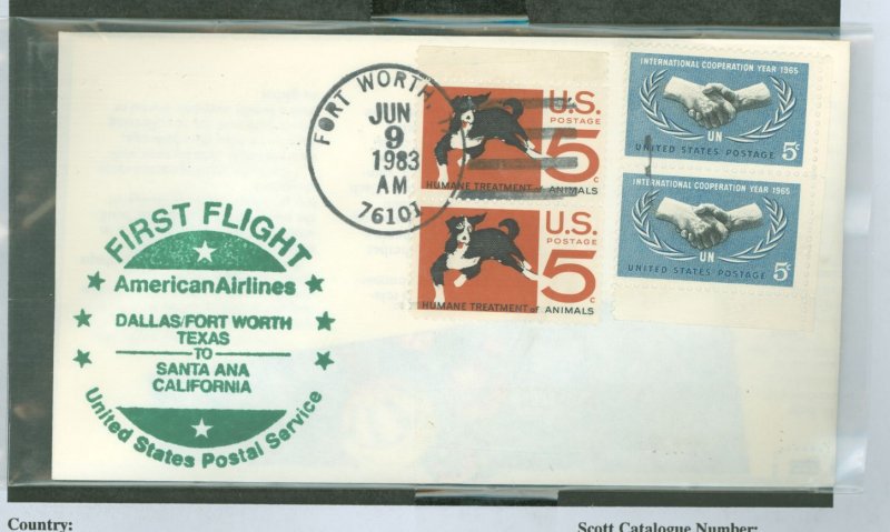 US 1266/1307 jet flight cover, dallas to santa ana, ca