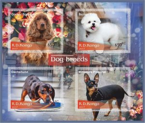 Stamps. Fauna Domestic DOGS  1+1 sheets perforated 2017 year Congo