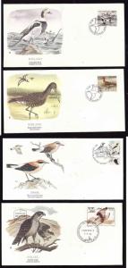 Flora & Fauna of the World #172-Birds-Ducks-Eagle-Godwit-four different FDCs wit