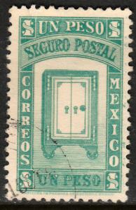 MEXICO G3, $1PESO INSURED LETTER. USED. F-VF (968)