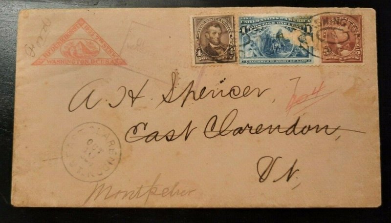 1896 Registered Stamp Dealer Aux East Clarendon Montpelier Multiple Cancel VT