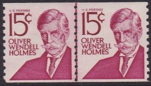 1305E Oliver Wendell Holms Coil Line Pair Dull Gum MNH