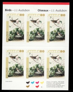 2004 - 2040a BK292 Booklet- Canada Stamps - Audubon #2 Bird Sparrow  cv$11