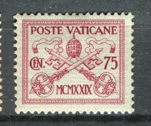 VATICAN; 1929 early Pope Pius XI issue fine Mint hinged 75c. value