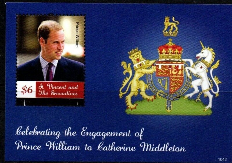 GRENADINES OF ST.VINCENT MS586 2010 ROYAL ENGAGEMENT M/SHEET MNH