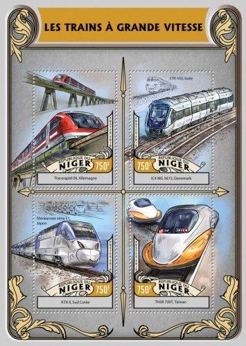 High-speed Trains TGV Railways Transport Niger MNH stamp set