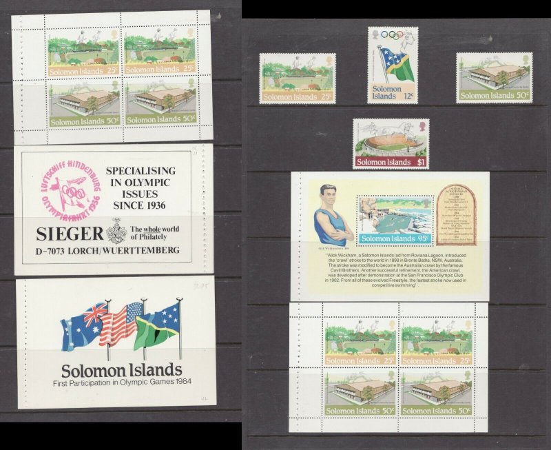 SG528-32  Soloman Islands 1984 - MNH -  Olympic Booklet Panes & singles - VF