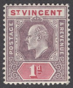 St Vincent 1904 1d Violet & Carmine Rose EVII WmkMCA Scott 83 SG 86 MLH Cat $26