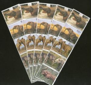 Chad 1998 Elephant Animals Wild Life Fauna Mammals Se-tenant Cancelled x 5 # ...