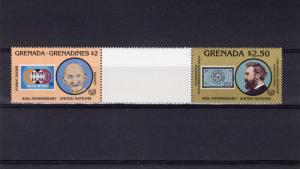 Grenada Grenadines/Grenada 1985 GANDHI  inter-paneau se-tenant gutter-pairs MNH