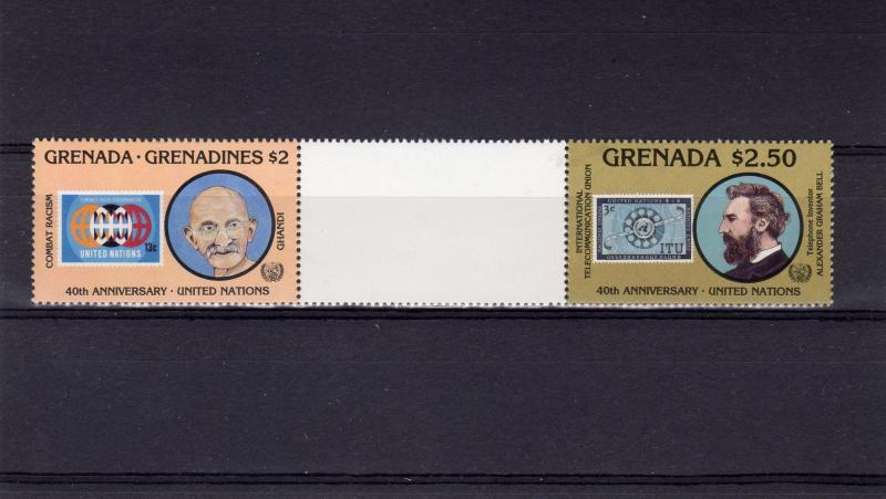 Grenada Grenadines/Grenada 1985 GANDHI  inter-paneau se-tenant gutter-pairs MNH