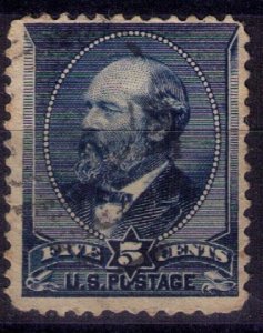 US Scott #216 Used 5c Indigo F-VF