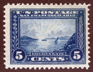 US Sc 399 Blue 5¢ 1913 p.12 Pan-Pac Hinged and Hinge Remnant Original Gum