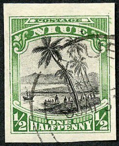 Niue SG44var 1/2d Imperf Proof postally used