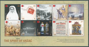 Military Stamps New Zealand NZ 2015 MNH WWI WW1 Spirit of Anzac 1915 10v M/S