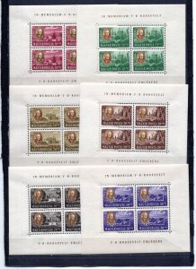 HUNGARY 1947 F.D.ROOSEVELT SET OF 8 STAMPS, 8 SHEETS OF 4 STAMS & 2 S/S MNH