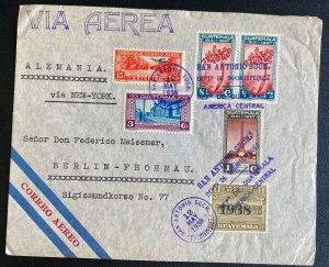 1938 San Antonio Guatemala Airmail Cover To Berlin Germany Via New York PAA 1