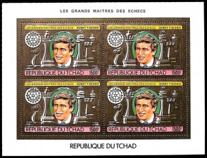 Chad 1983, Bobby Fisher m/s, with black Rotary overprint, MNH