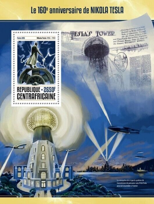 2016 Centrafrique - Nikola Tesla. Y&T: 1012; Michel: 6404 / Bl.1502