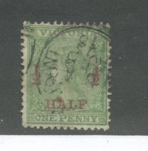 Victoria 1873 1/2d on 1d perf 13 used