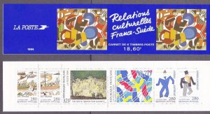 France 2415a (2410-15) MNH 1994 French-Swedish Cultural Relationships Booklet