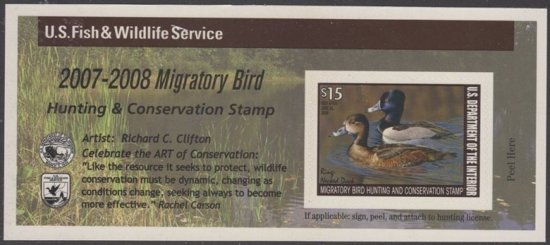 US Stamp #RW74A Self-Adhesive - Pair of Ring-Necked Ducks on the Water