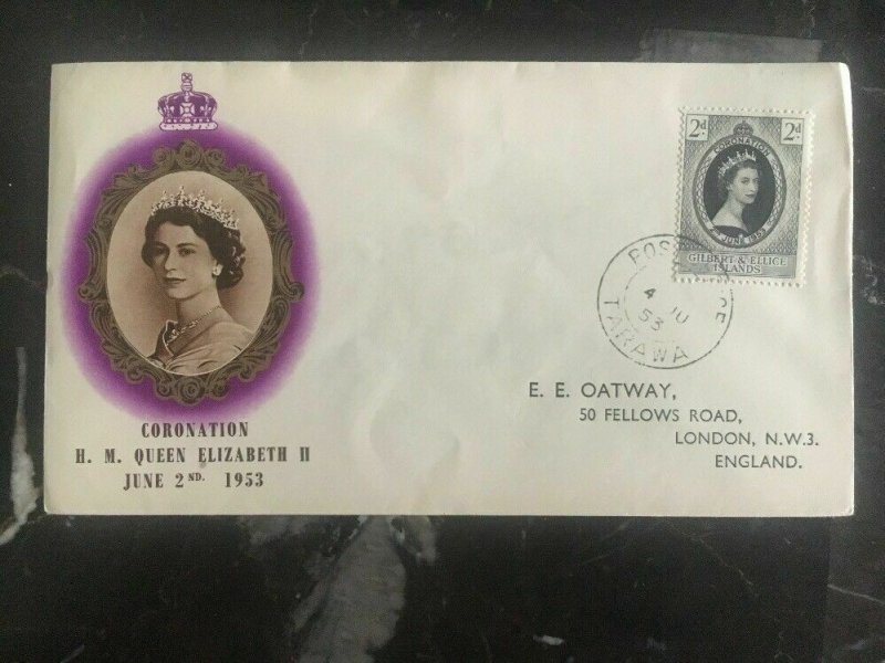 1953 Gilbert Islands First Day Cover FDC QE II Queen Elizabeth coronation