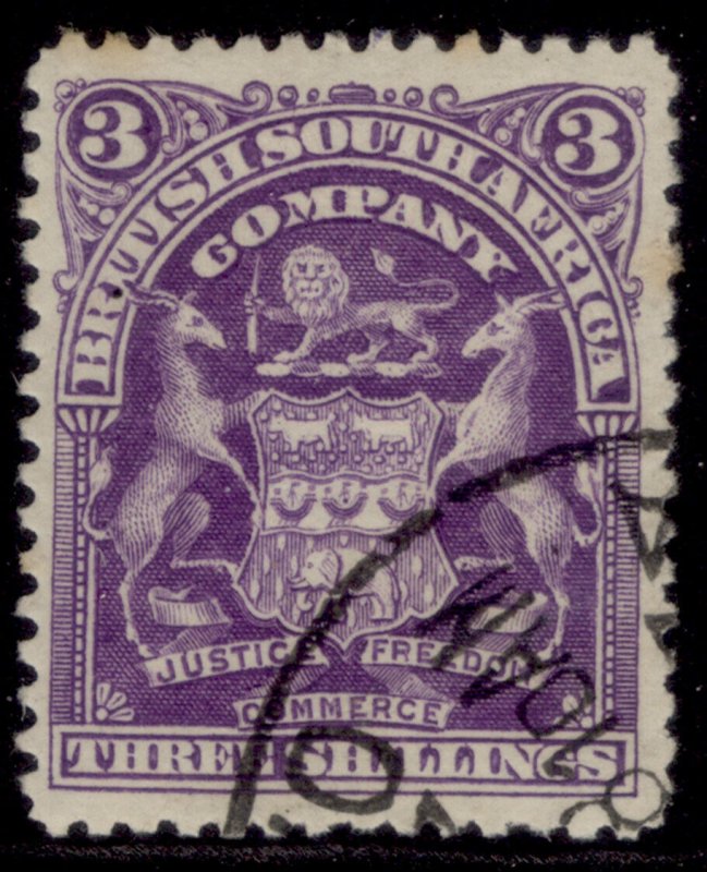 RHODESIA QV SG86, 3s deep violet, FINE USED.