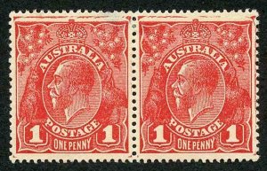 Australia SG21 1d PRINTING FLAW KGV Head wmk wmk Small Crown  M/Mint (thined)