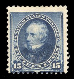 United States, 1890 Issue #227 Cat$180, 1890 15c indigo, hinged, heavy tear