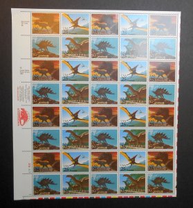 1989 Prehistoric Dinosaurs 4 designs Sc 2425b full sheet of 40 MNH  -Typical