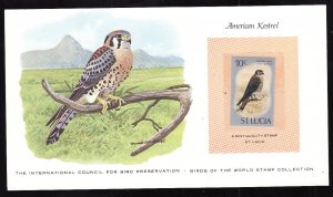 Birds of the World Stamp Collection #6e-St Lucia-Mint NH American Kestrel stamp