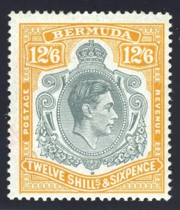 Bermuda 1944 KGVI 12s6d grey & pale orange (p14-O) MLH. SG 120c.