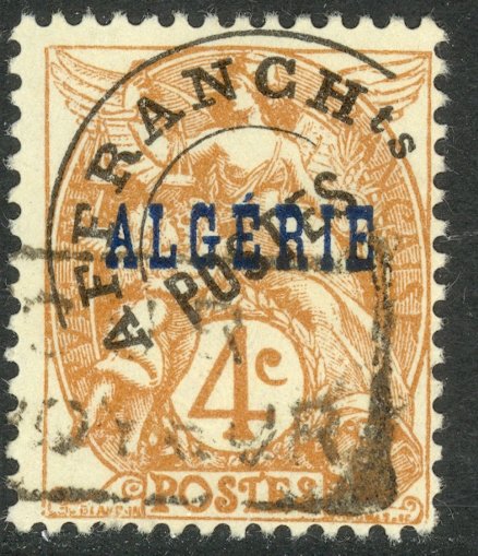 ALGERIA 1924-26 4c Yellow Brown with Precancel and Postmark Sc 4 VFU