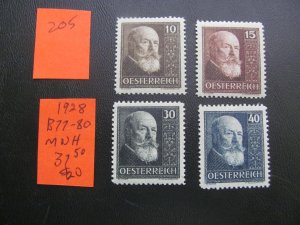 AUSTRIA 1928  MNH SC B77-80 SET  XF $37.50 (205)