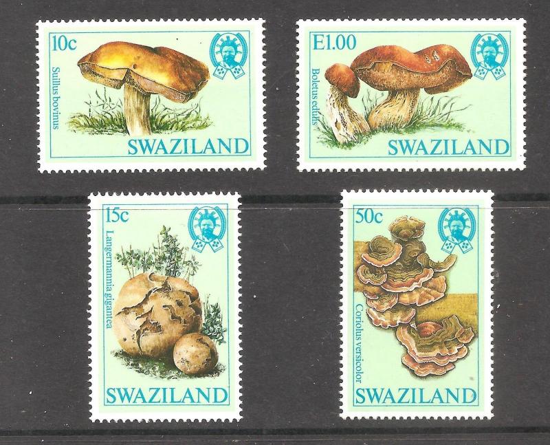 Swaziland  (1984 )  - Scott # 457 - 460,    Mushrooms