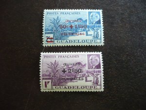 Stamps - Guadeloupe - Scott# B11A-B11B - Mint Hinged Set of 2 Stamps