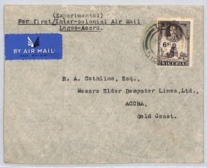 NIGERIA KGV Air Mail Cover *FIRST EXPERIMENTAL FLIGHT* Gold Coast 1937 ZC125