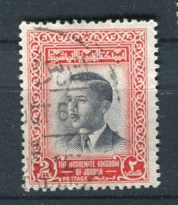 JORDAN; 1955 early King Hussein Portrait issue fine used 2F. value