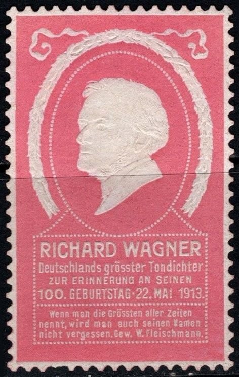 1913 Germany Poster Stamp 100th Anniversary Birth Of Richard Wagner