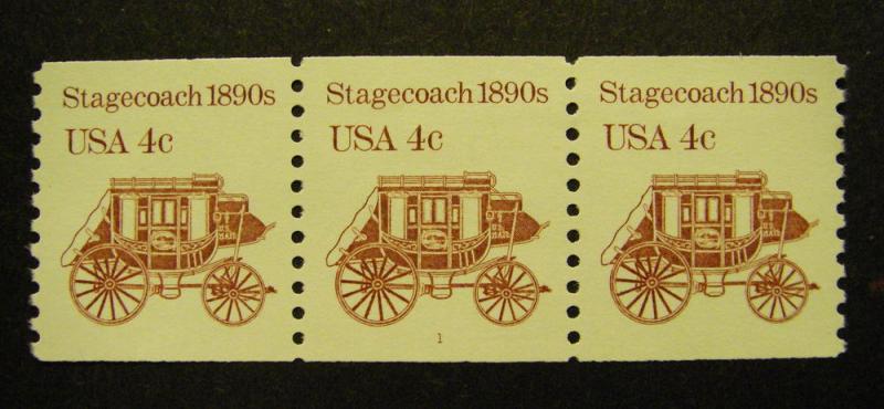 Scott 2228a, 4 cent Stagecoach, PNC3 #1, OVERALL tag