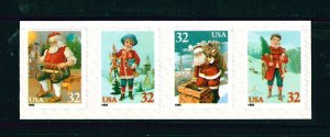 US Scott # 3014 - 3017 Santa & Children  Coil Strip of 4 1995 Christmas