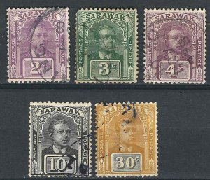 Sarawak 5 Different 80//91 SG 77//88 Used F/VF 1928 SCV $20.75