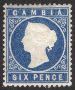 Gambia 1880 6d Blue P14 Wmk CC upright Scott 10 SG 18B MH Cat $140
